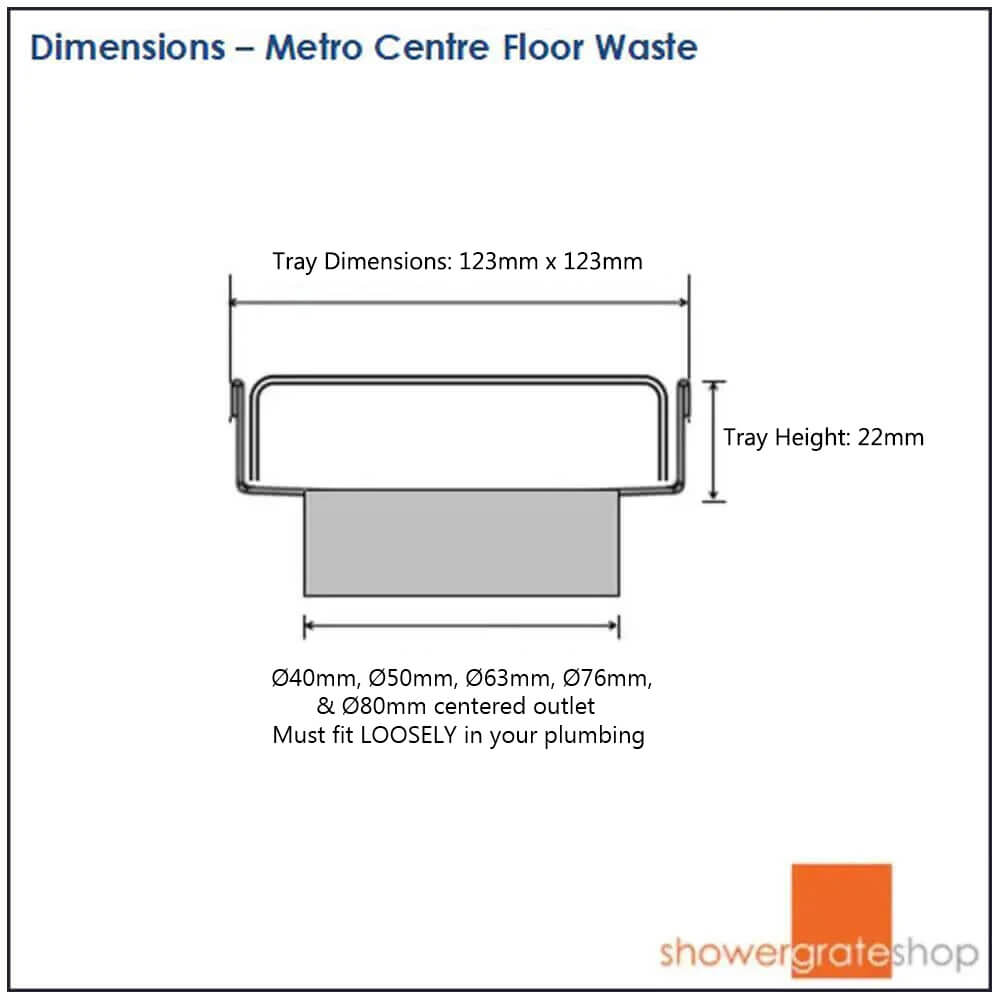 Metro Centre Floor Waste Dimensions