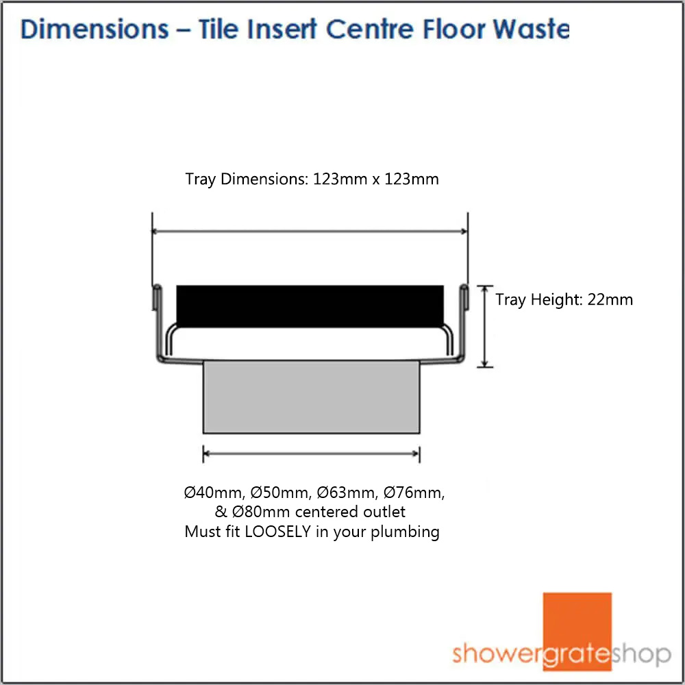 Tile Insert Centre Floor Waste Dimensions