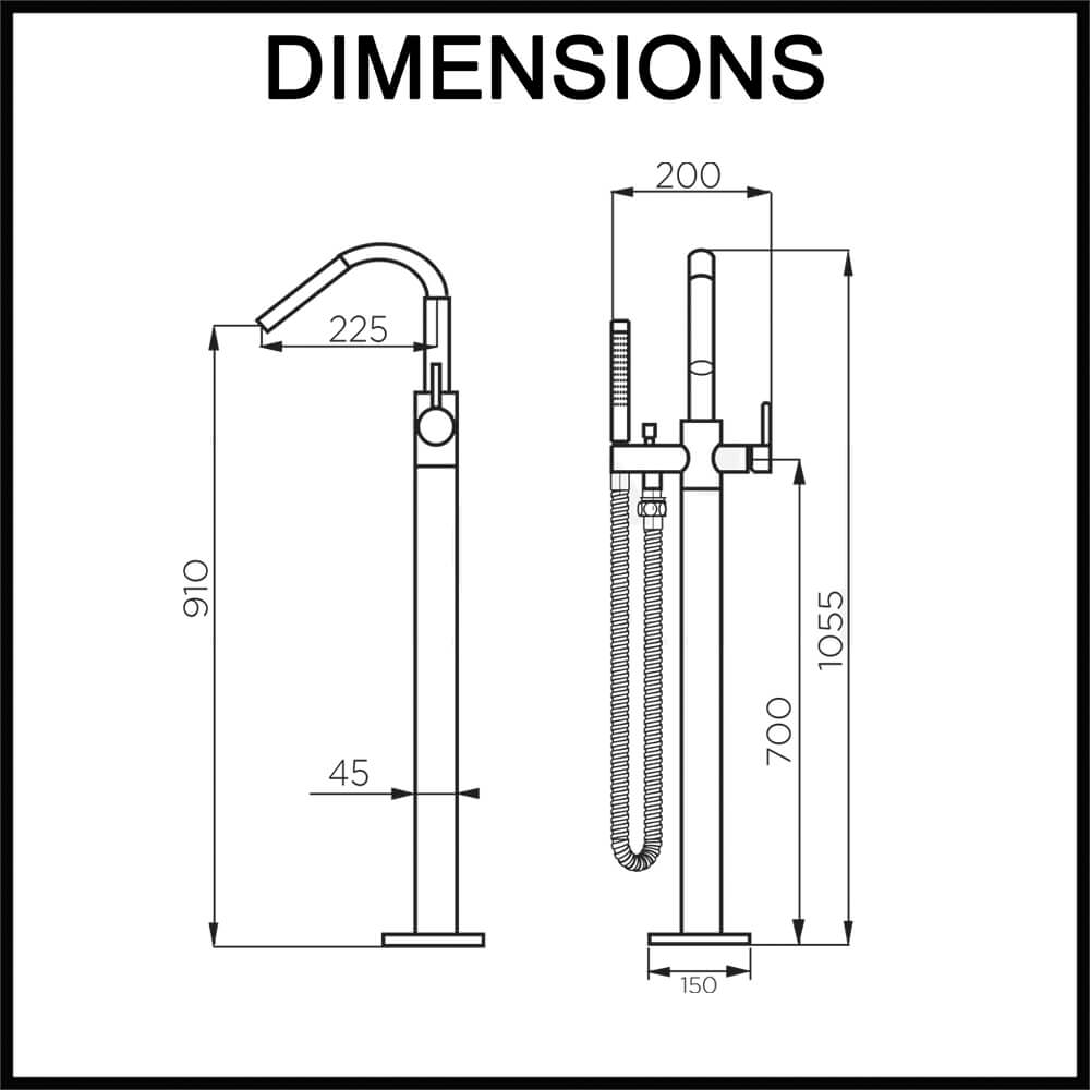 freestanding bath spout mixer and shower