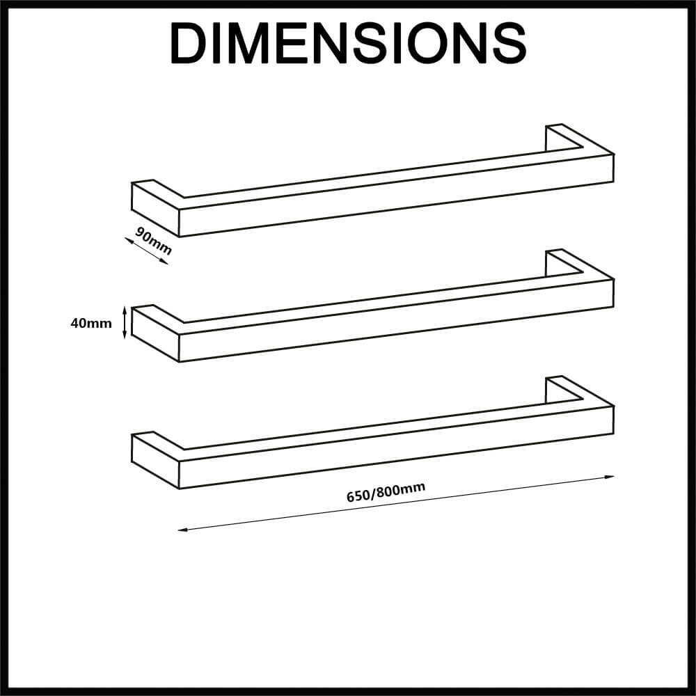 Radiant SBSTR Heated Towel Rail Dimensions
