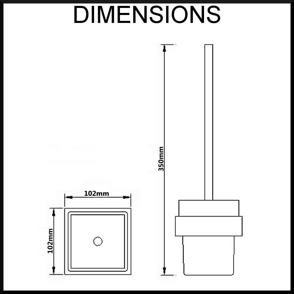 Montangna Stainless Steel Toilet Brush Holder - Wall Mounted Dimensions