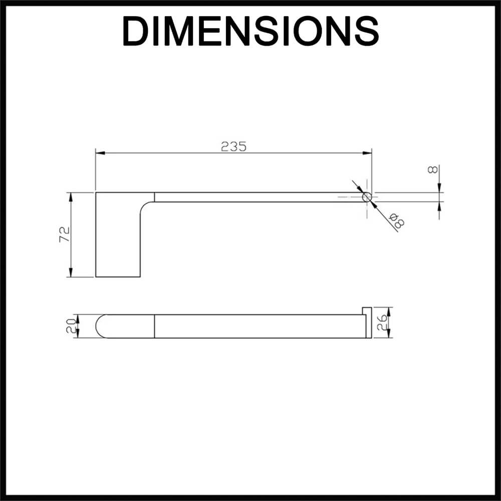 Norico Bellino Hand Towel Rail - Dimensions