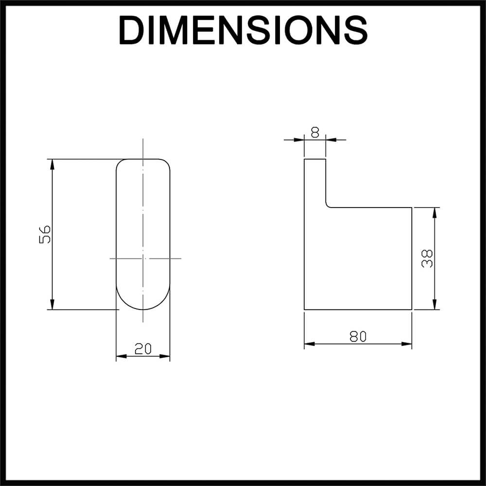 Norico Bellino Robe Hook - Dimensions
