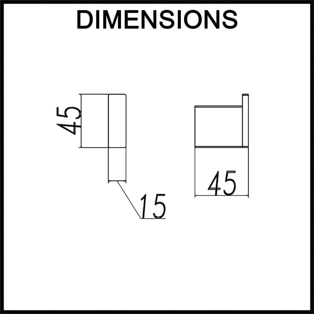 Cavallo Square Robe Hook - Dimensions