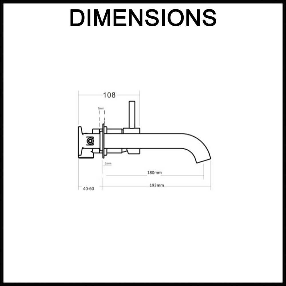 WISH2 Wall Basin Bath Mixer Set- 180mm Backplate Dimensions