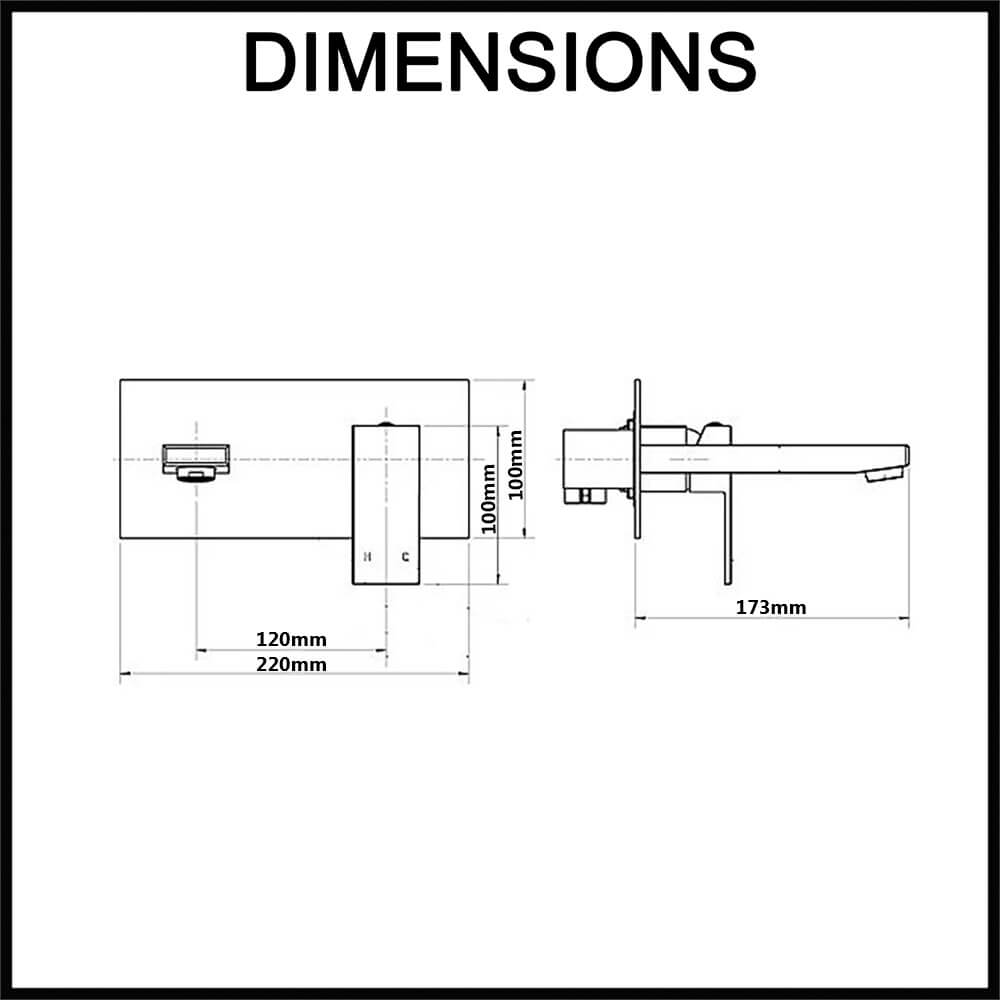 Essato Single Lever Mixer and Spout - Wall Mounted - Dimensions