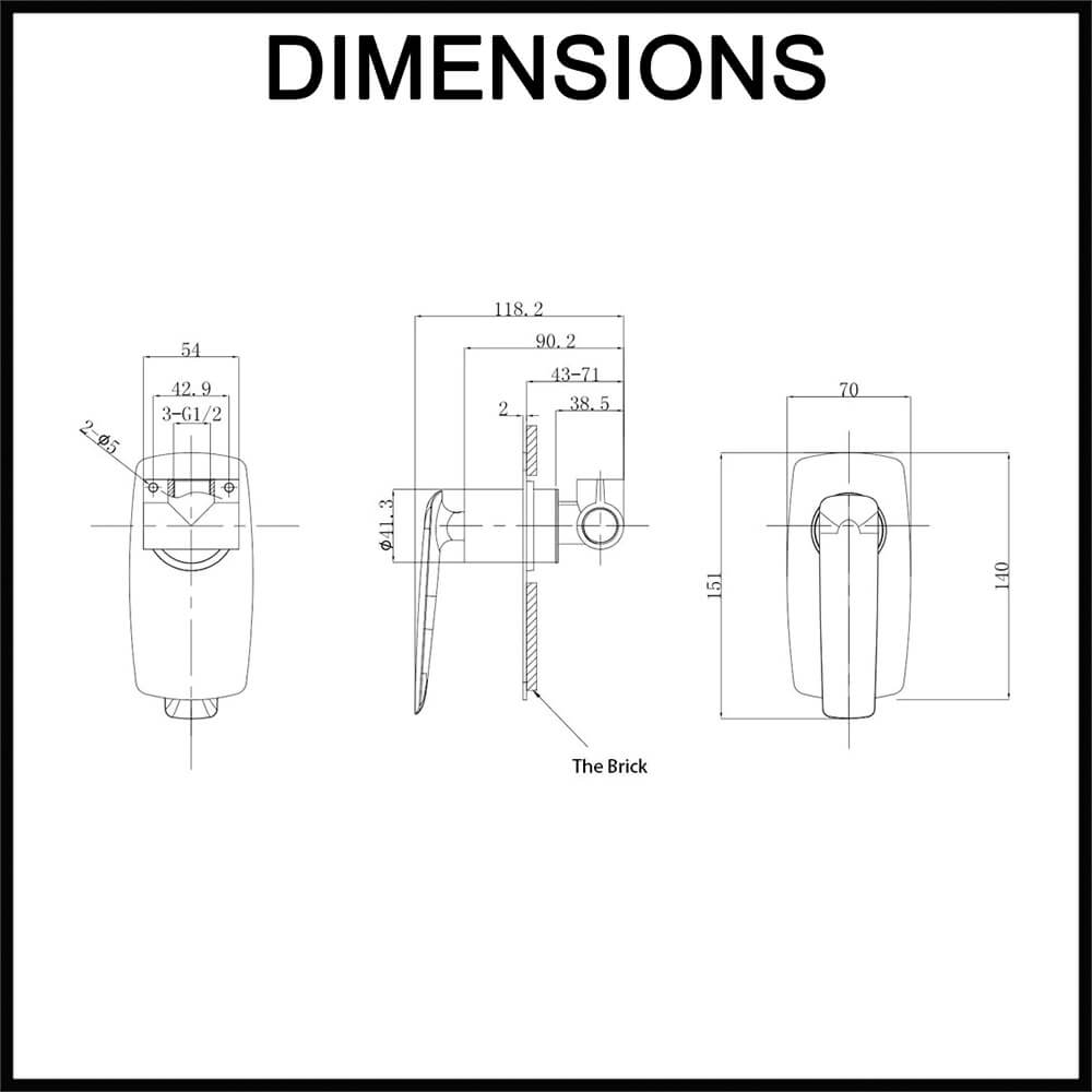 Norico Bellino Wall Mixer Dimensions