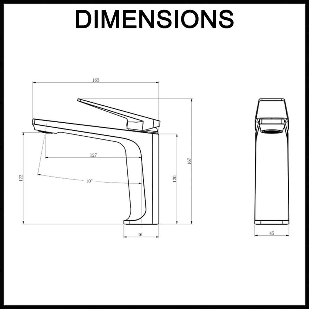 Norico Cavallo Basin Mixer Dimensions