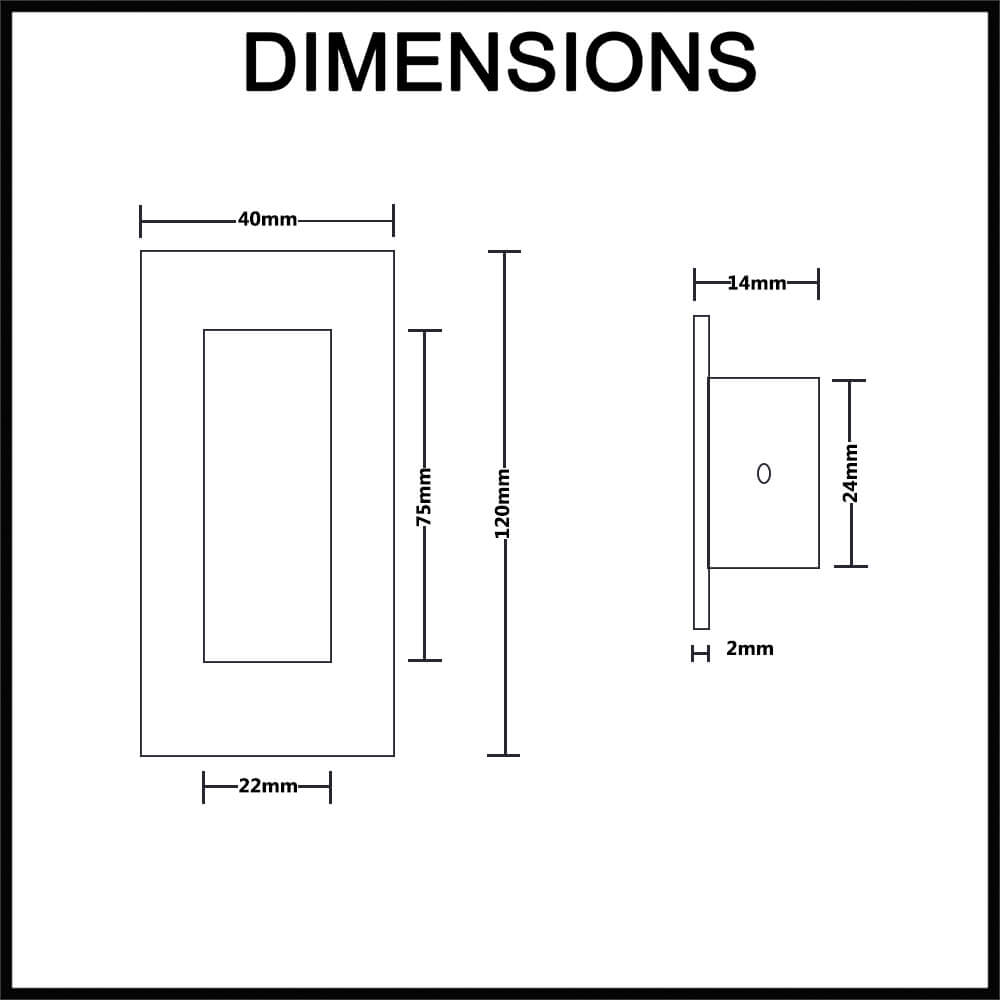 Manovella Sliding Door Flush Pull - 120mm x 40mm - Satin Brass Dimensions