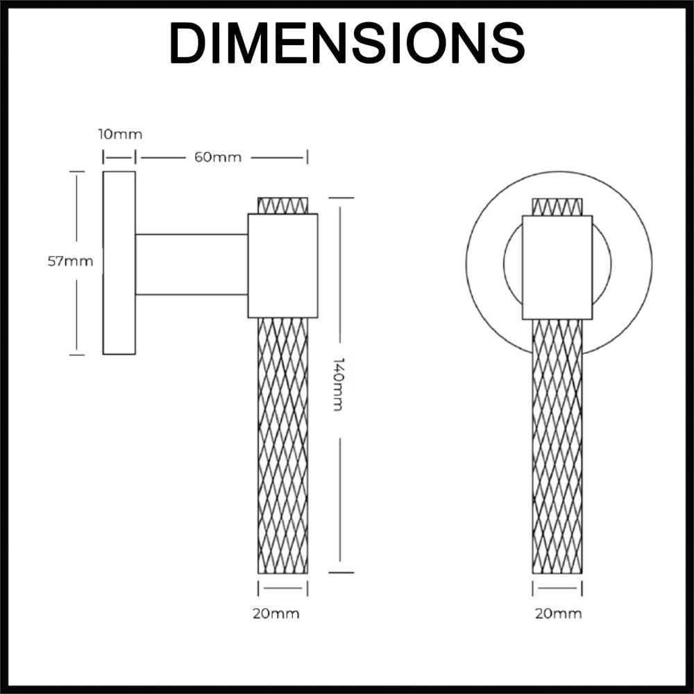 Rosedale Passage Door Lever Handle with Round Rose Dimensions Guide
