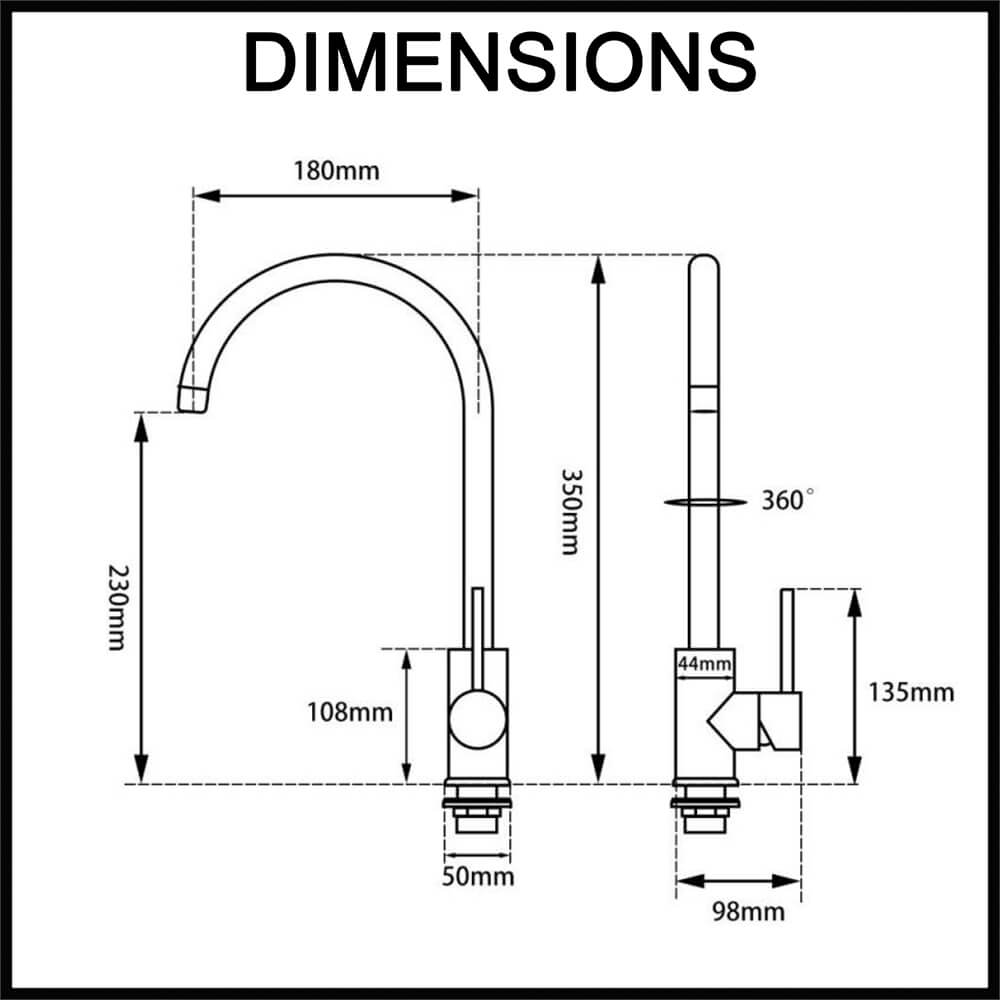 standard kitchen mixer tap goose neck
