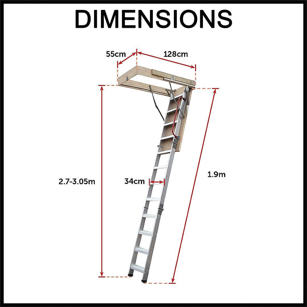 aluminium solid timber loft ladder