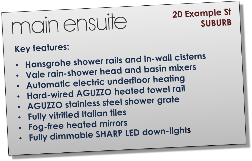A list of the selling features of your home