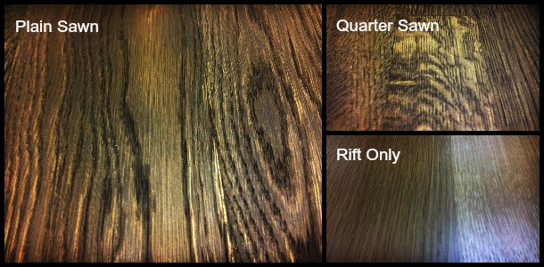 different floorboard cuts produce different grain