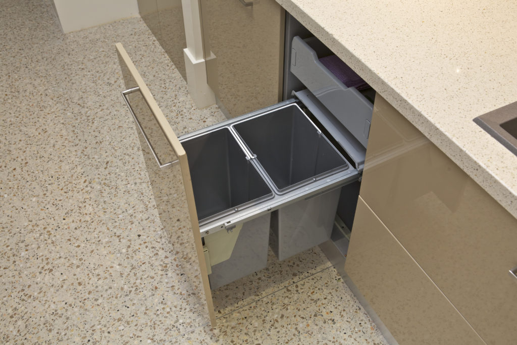 Domestique 40L Twin Slide Out Concealed Waste Bin - for a 450mm Cupboard