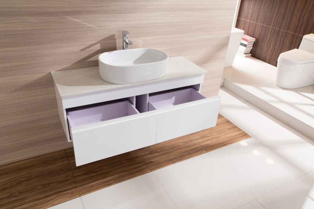 Bathroom Vanity White Narrow Ceramic Basin Stone - 1200mm