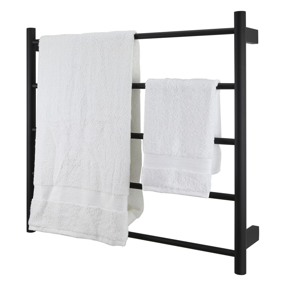 matte-black-heated-towel-rail-two-white-towels