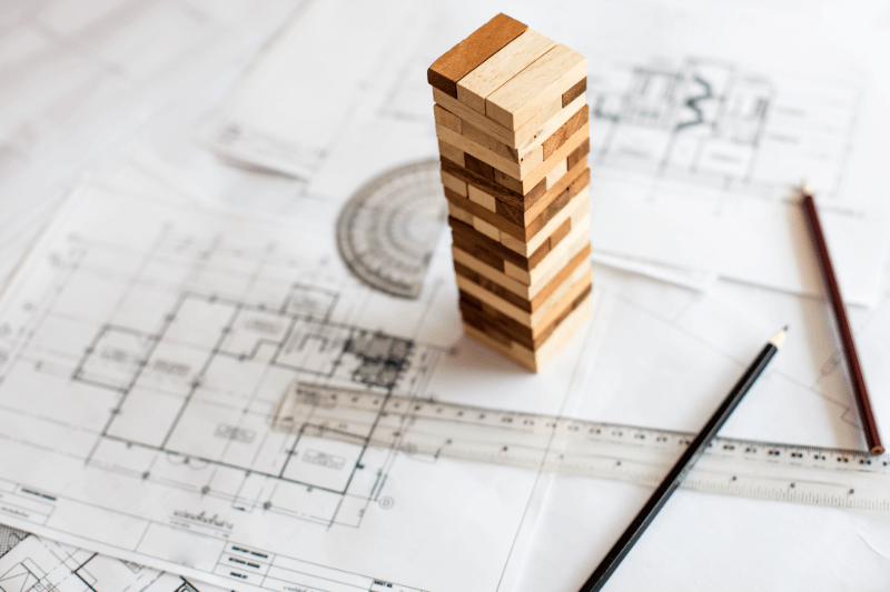 wood blocks, architectural plan